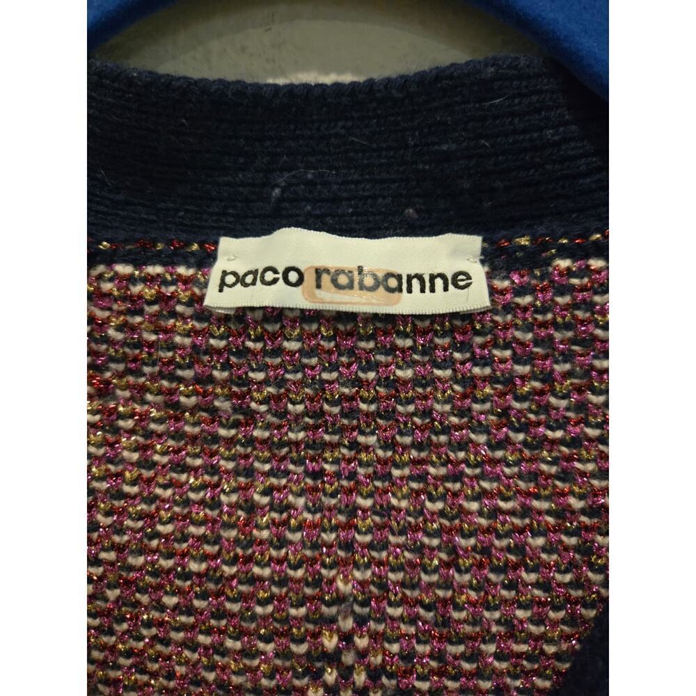 Paco Rabanne Women's Fair Isle Metallic Knit Cardigan Size M - Picture 4 of 7
